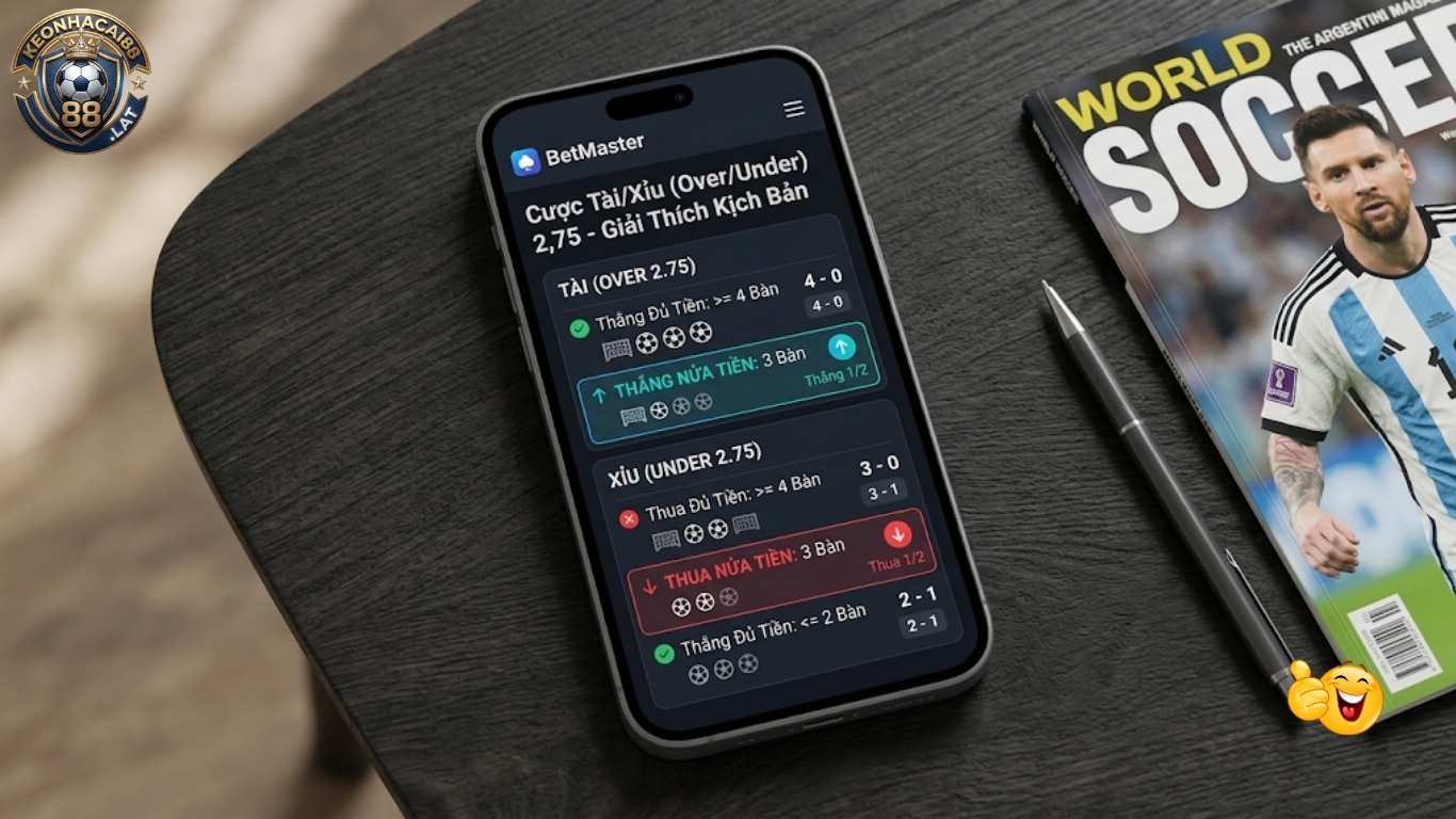 Bảng mô tả cách tính tiền kèo Tài Xỉu 2.75 chi tiết Bảng mô tả cách tính tiền kèo Tài Xỉu 2.75 chi tiết