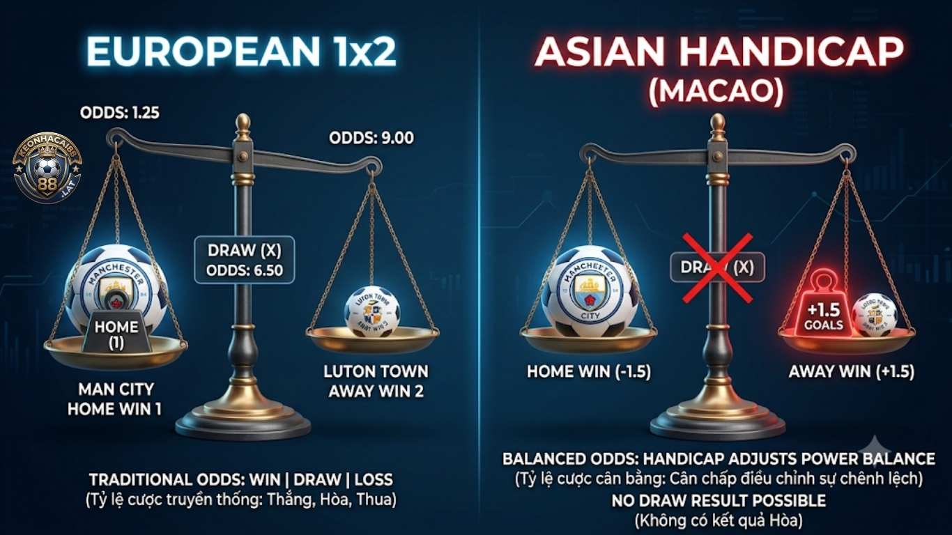 Sự khác biệt giữa Kèo Macao (Chấp) và kèo Châu Âu Sự khác biệt giữa Kèo Macao (Chấp) và kèo Châu Âu
