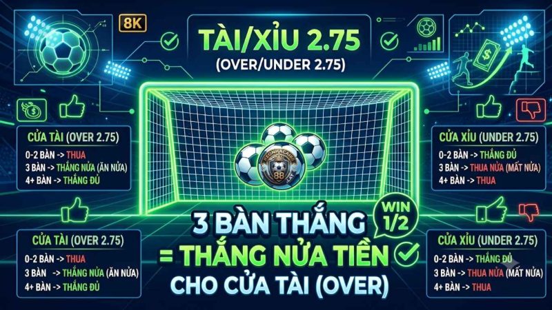 Kèo Tài Xỉu 2 3/4 (2.75) Là Gì? Kèo Tài Xỉu 2 3/4 (2.75) Là Gì?